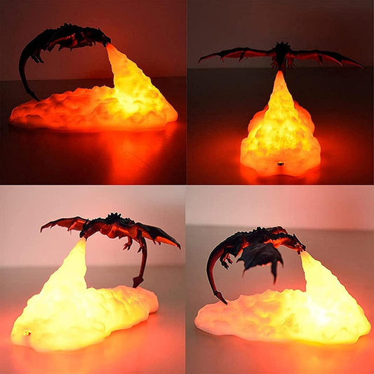 3D Printed Volcano Dragon Lamps Night Light Moon Light Kids Sleep Accompany USB Rechargeable For  Children Home Decorations - SkyeDragon Gifts