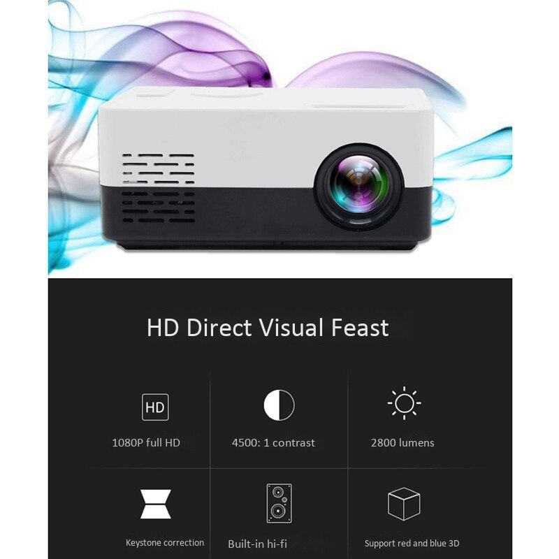 J15 1080P HD Projector Mini LED Projector Handheld Movie Beamer for Video Games Smart Home Theater Media Player US Plug - SkyeDragon Gifts