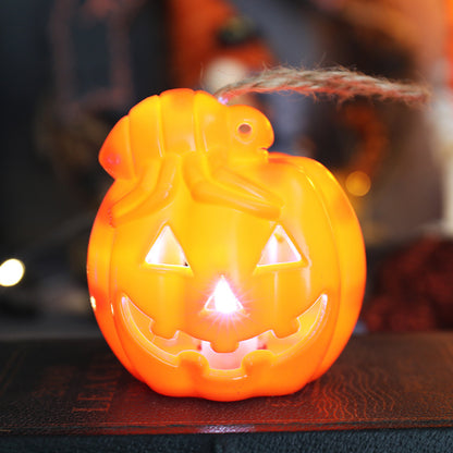 Halloween Pumpkin Lantern Electronic Candle Light Holder Portable Candlestick Night Light Halloween Decoration Prop Atmosphere Decoration