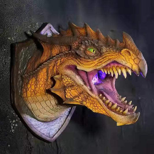 Dinosaur Head Wall Pendant LED Luminous Sprayable Dragon Legend Home Small Humidifier Scene Decoration Props - SkyeDragon Gifts