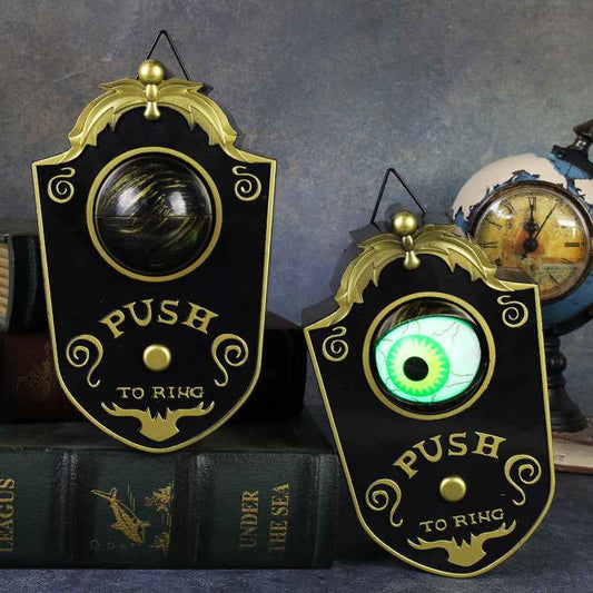Halloween One-Eye Doorbell Decorative Item, Electric Sound and Light-Up Eyeball Doorbell, Bar and Escape Room Prank Prop