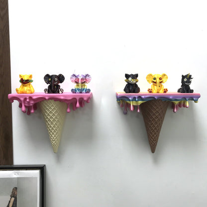 3D Printed Melting Ice Cream Floating Shelf Wall Decor And Storage Rack