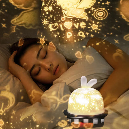 Magic Rabbit Starry Sky Projection Lamp Led Charging Rotating Night Light - SkyeDragon Gifts