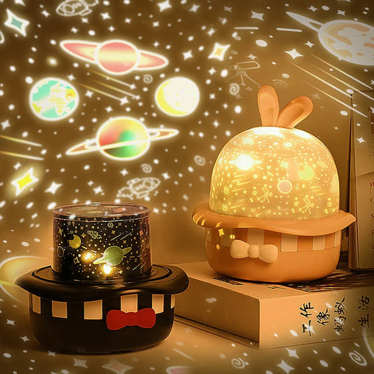 Magic Rabbit Starry Sky Projection Lamp Led Charging Rotating Night Light - SkyeDragon Gifts