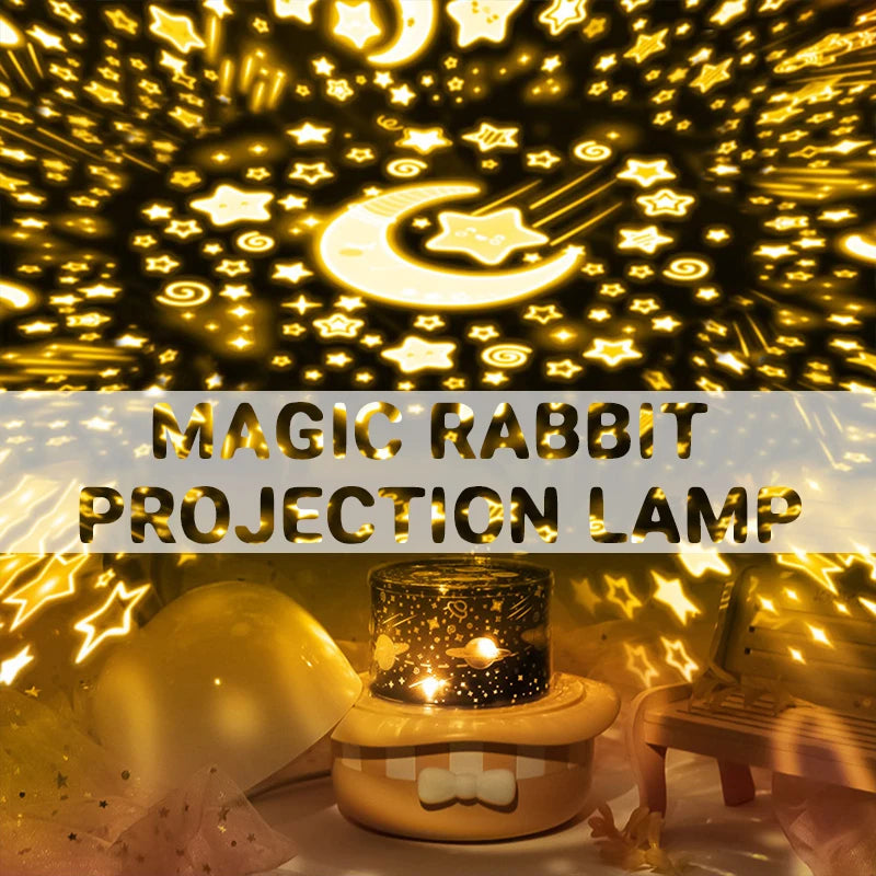 Magic Rabbit Starry Sky Projection Lamp Led Charging Rotating Night Light - SkyeDragon Gifts