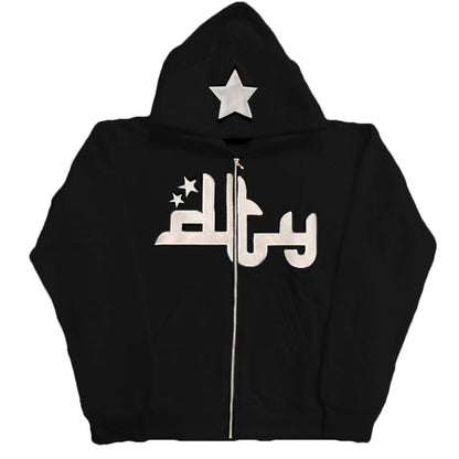 Star Printed Zip Up Hoodies - SkyeDragon Gifts