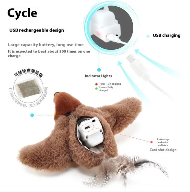 Flapping Bird Cat  Toy - SkyeDragon Gifts