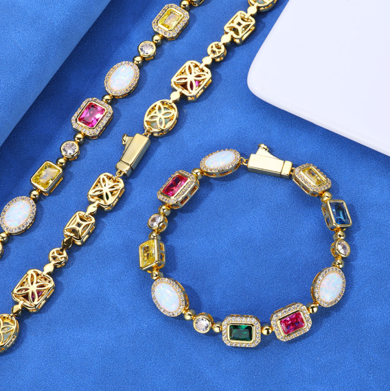 Gold-Plated Hip-Hop Gemstone Necklace - SkyeDragon Gifts