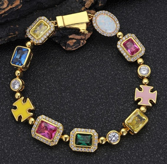 Gold-Plated Hip-Hop Gemstone Necklace - SkyeDragon Gifts